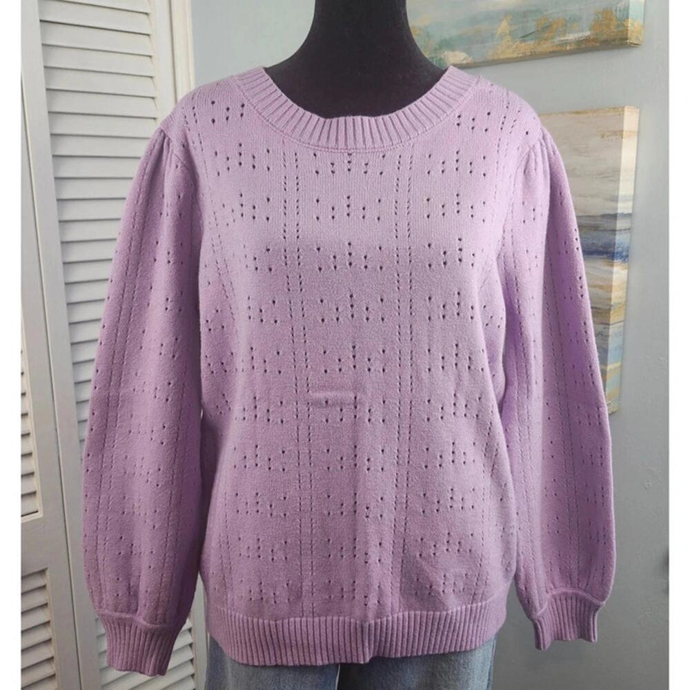 3/$20 Lavender Sweater XL Pullover Soft Knit Cozy Pastel Spring - Picture 3 of 8